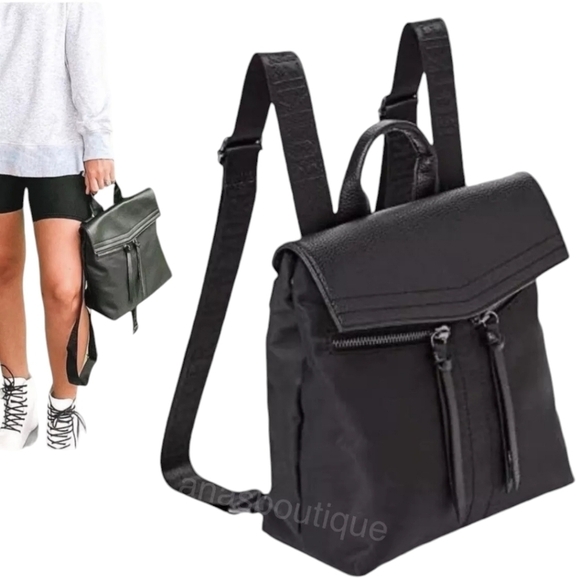 Botkier New York Trigger Black Bag Mini Backpack Black Nylon - Picture 12 of 12